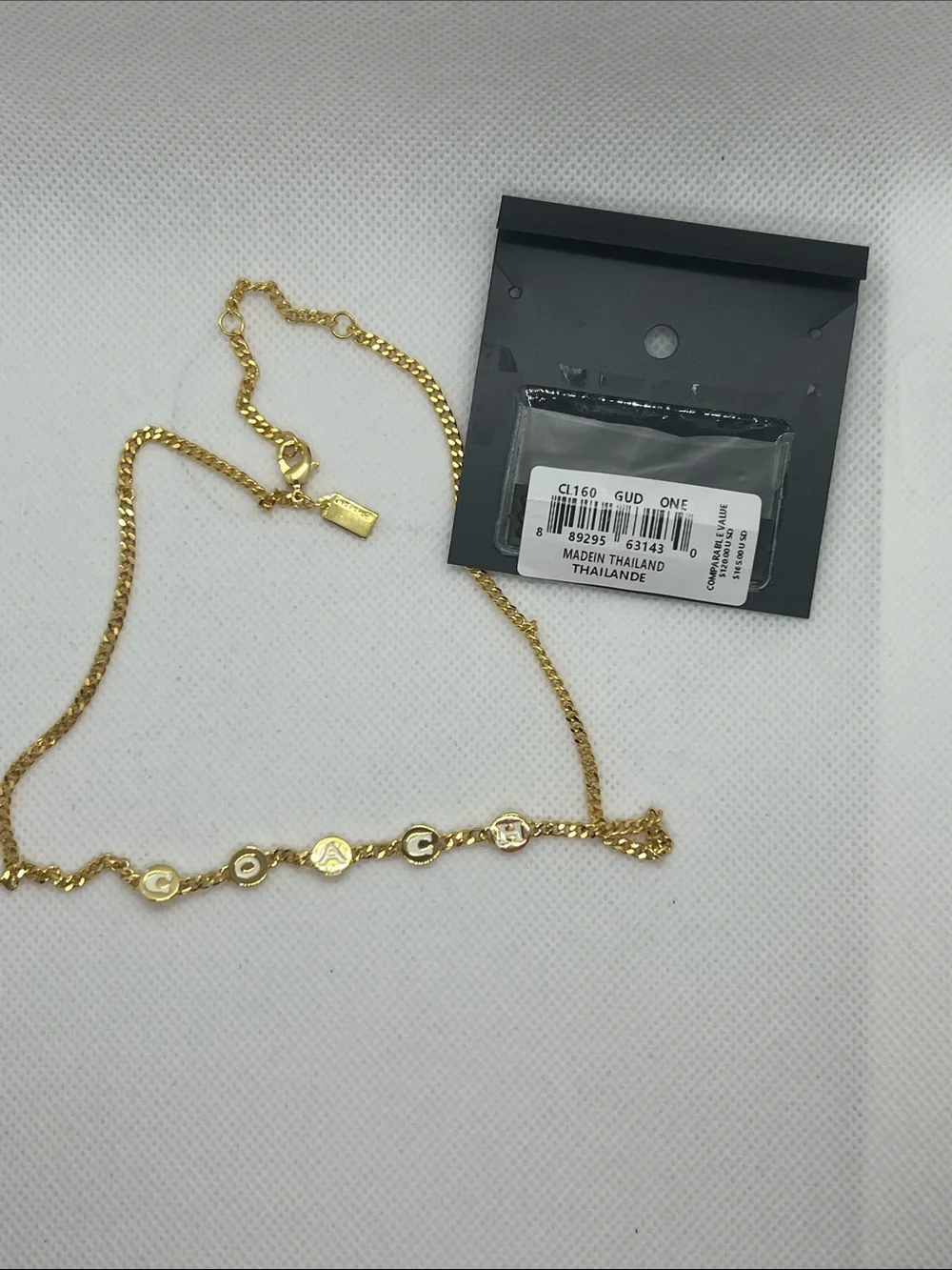 Coach Gold Letter Charm Necklace - Shiny Gold